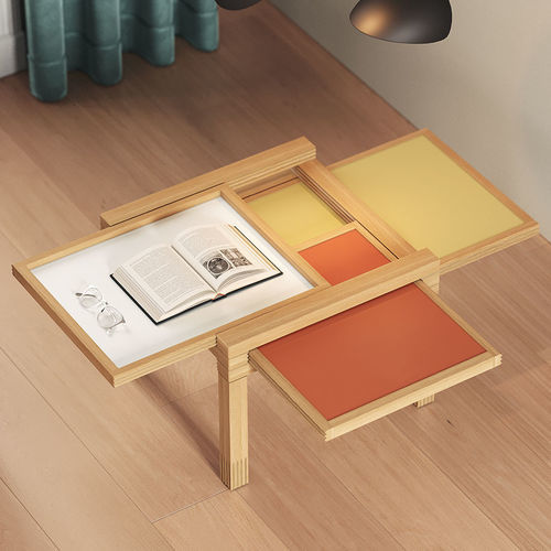 Table basse design scandinave - Par3 - Sculptures Jeux - en stratifié / avec piètement en chêne / avec piètement en bois massif