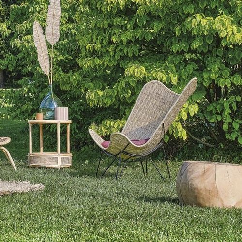 Fauteuil contemporain - Remix  - Il Giardino di Legno - en tissu / en rotin / avec coussin amovible