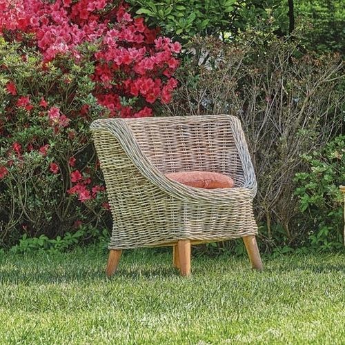 Fauteuil contemporain - Tara - Il Giardino di Legno - en tissu / en rotin / avec coussin amovible