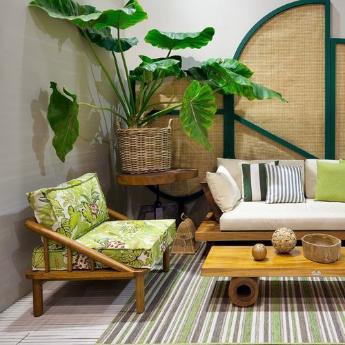 Fauteuil contemporain - Ring - Il Giardino di Legno - en tissu / en teck / avec coussin amovible