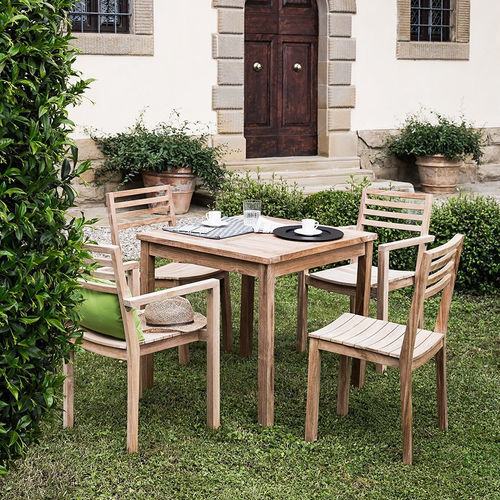 Chaise de salle à manger contemporaine - Dehors - Il Giardino di Legno - d'extérieur / en teck / avec piètement en teck