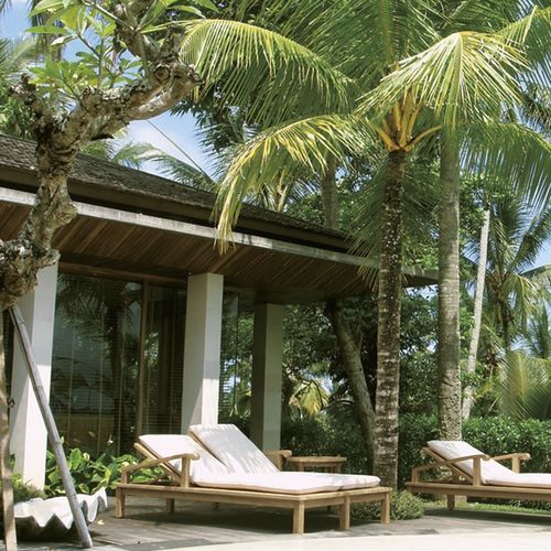 Bain de soleil contemporain - Saint Laurent - Il Giardino di Legno - en tissu / en teck / avec roues