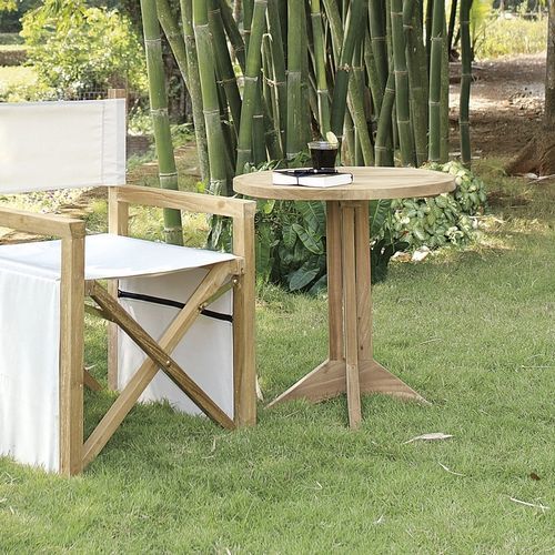 Table bistrot contemporaine - Macao - Il Giardino di Legno - en teck / avec piètement en teck / ronde
