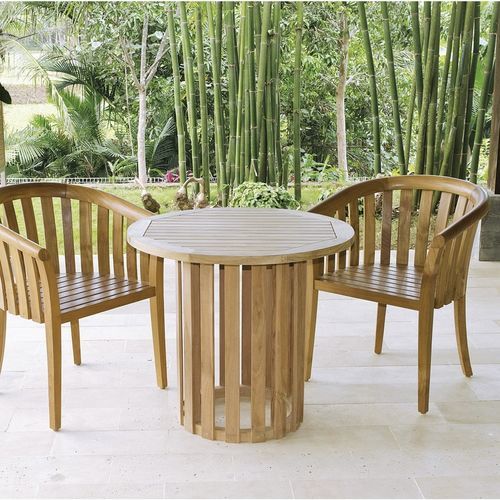 Table à manger contemporaine - Georgetown - Il Giardino di Legno - en teck / avec piètement en teck / ronde