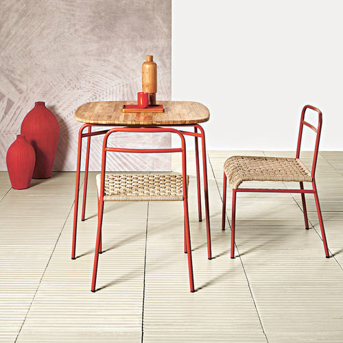 Table à manger contemporaine - Famiglia - Il Giardino di Legno - en teck / avec piètement en métal / carrée