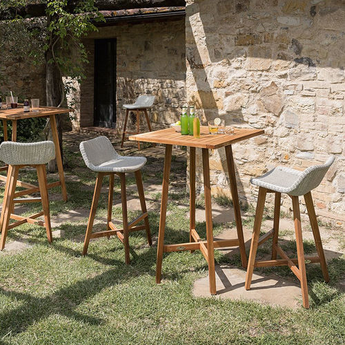 Table mange-debout classique - Gipsy - Il Giardino di Legno - en teck / avec piètement en teck / rectangulaire