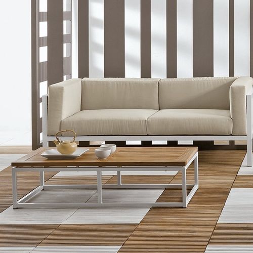 Table basse contemporaine - Lui & Lei - Il Giardino di Legno - en teck / avec piètement en aluminium / rectangulaire