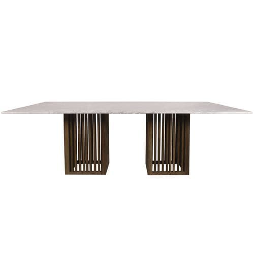 Table à manger contemporaine - Code - Il Giardino di Legno - en marbre / avec piètement en teck / rectangulaire