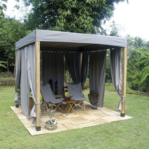 Gazebo en teck - Venezia - Il Giardino di Legno - toit en toile / structure en bois