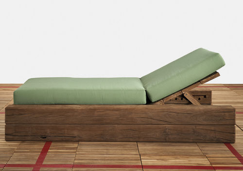 Chaise longue contemporaine - Stratos - Il Giardino di Legno - en tissu / en teck / 1 place