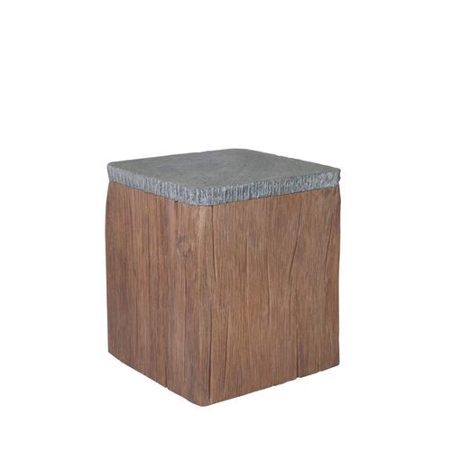 Table d'appoint contemporaine - Stratos - Il Giardino di Legno - en pierre / avec piètement en teck / carrée