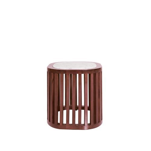 Table d'appoint contemporaine - Peninsula - Il Giardino di Legno - en marbre / avec piètement en teck / ronde
