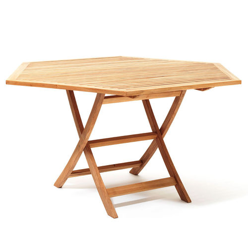 Table contemporaine - VIKEN - Skargaarden - en teck / avec piètement en teck / hexagonale