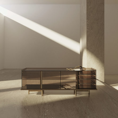 Buffet contemporain - CLARITY - Ginger & Jagger - en métal / en verre / vitré