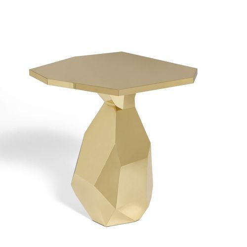 Table d'appoint contemporaine - ROCK - Ginger & Jagger - en laiton / avec piètement en laiton / ovale