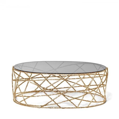 Table basse contemporaine - ROSEBUSH - Ginger & Jagger - en laiton / avec piètement en métal / ronde