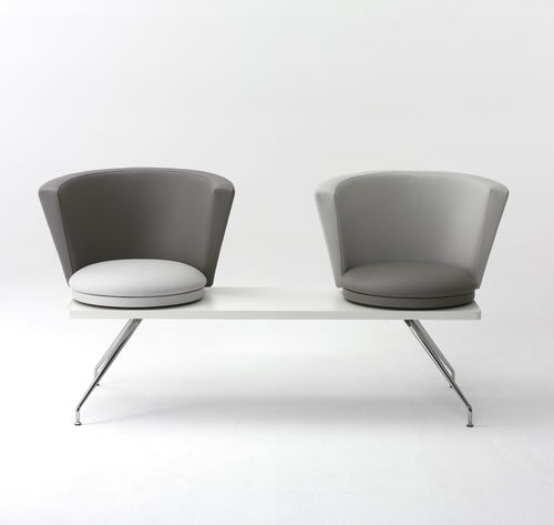 Sièges sur poutre en aluminium - .ROSSI L - Spiegels - en aluminium poli / en cuir / 2 places