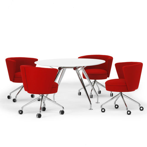 Table de réunion contemporaine - .SUN - Spiegels - en bois / en verre / avec piètement en acier chromé