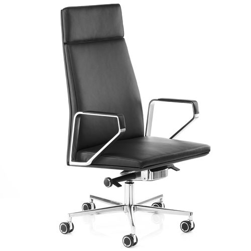 Fauteuil de direction pivotant - .PILOT - Spiegels - contemporain / en cuir / en aluminium poli
