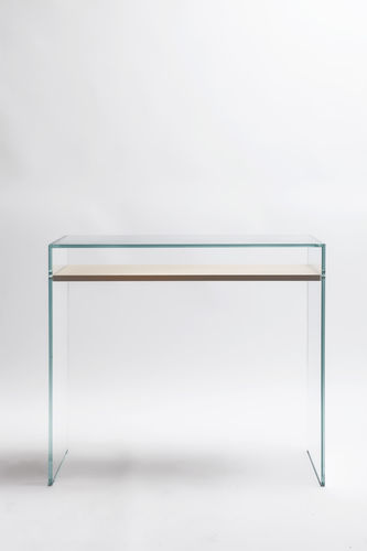 Console contemporaine - ZEN14 - ADENTRO - en placage de bois / en verre trempé / rectangulaire
