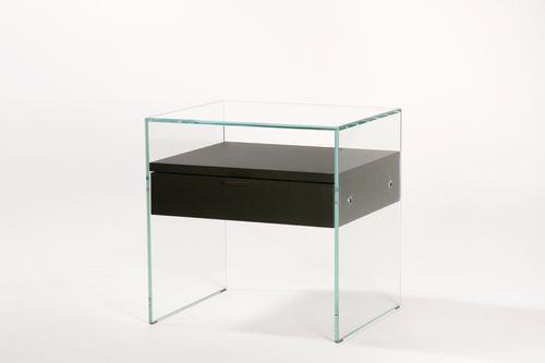 Table de chevet contemporaine - ZEN 5: COMODINO  - ADENTRO - en verre / en chêne / rectangulaire