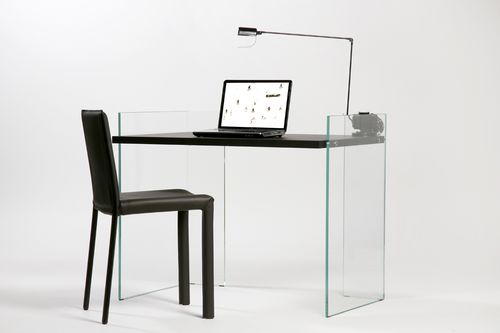 Bureau contemporain - ZEN 8 : SCRIBE - ADENTRO - en chêne / en verre