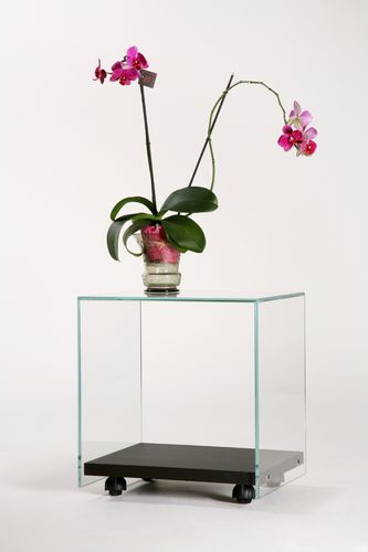Table contemporaine - ZEN 4 - ADENTRO - en verre trempé / avec piètement en chêne / rectangulaire