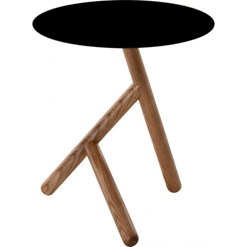 Table d'appoint contemporaine - BASILE - FLAM ET LUCE LUMINAIRES - en bois / ronde / résidentielle