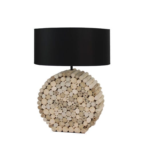 Lampe de table - BOMBAY - FLAM ET LUCE LUMINAIRES - en tissu / en bois / contemporaine