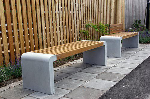 Banc public contemporain - VISBY - Skulpturfabriken.se - en bois / en béton