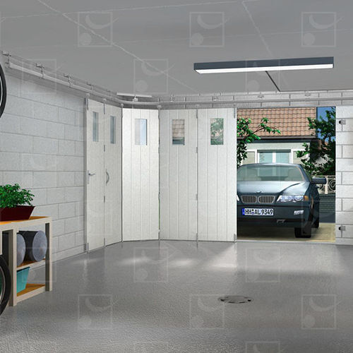 Porte de garage sectionnelle latérale - 9300 series  - MANTION SAS - en métal / manuelle / semi-vitrée