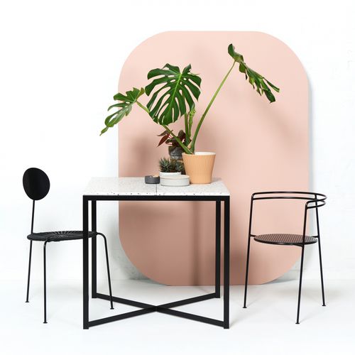 Table à manger contemporaine - CONFETTI  - OK DESIGN - en terrazzo / avec piètement en acier thermolaqué / carrée