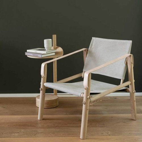 Fauteuil contemporain - NOMAD - WEDOWOOD - en toile / en cuir / en chêne naturel