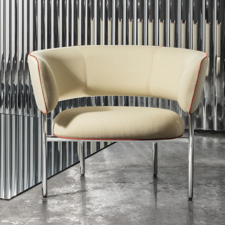Fauteuil contemporain - FONT BOLD - mobel copenhagen - en cuir / en tissu / beige