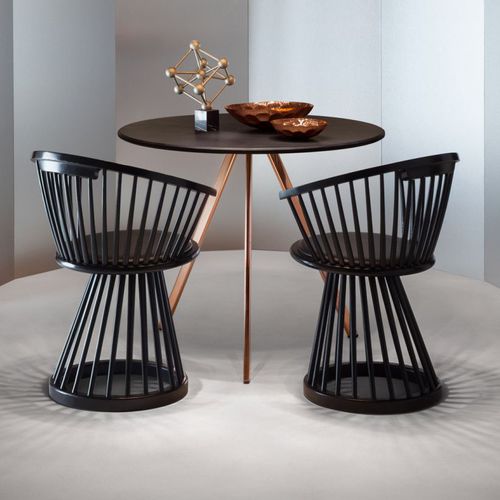 Chaise de salle à manger contemporaine - FAN : FAD01BL/FAD02NA - Tom Dixon - d'intérieur / en cuir / en bois