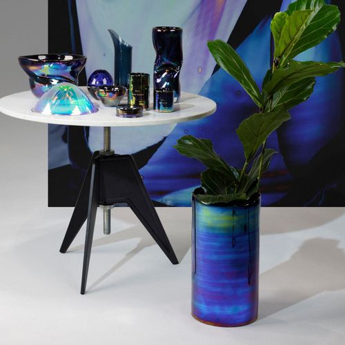 Vase contemporain - OIL : OILV01 - Tom Dixon - en verre / bleu