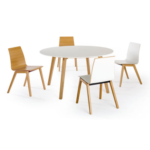 Table de réunion contemporaine - TABLE.H - König Neurath - en bois massif / ronde / pour bureau