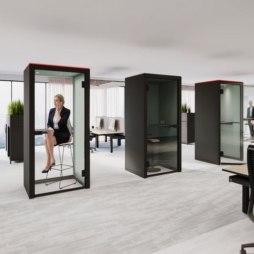 Bureau POD avec éclairage intégré - TALK.BOX - König Neurath - acoustique / pour 1 personne / avec porte vitrée