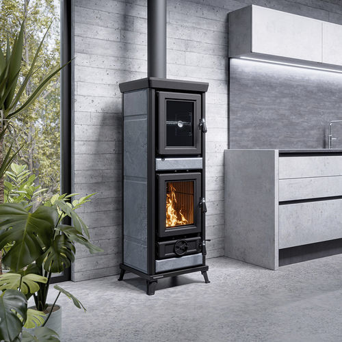Poêle à bois - Agnese EVO Stone - THERMOROSSI - 5 kW - 10 kW / au sol / contemporain