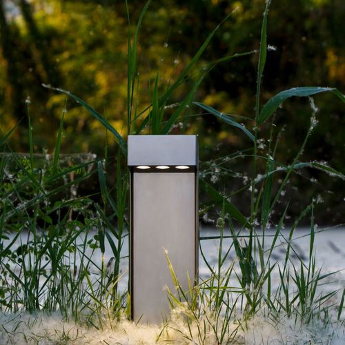 Borne d'éclairage en acier inoxydable - VOLK - Stral - de jardin / contemporaine / avec diffuseur en verre trempé