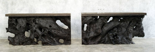 Console contemporaine - PAIR - JÉRÔME-ABEL SEGUIN - en acajou / rectangulaire / résidentielle