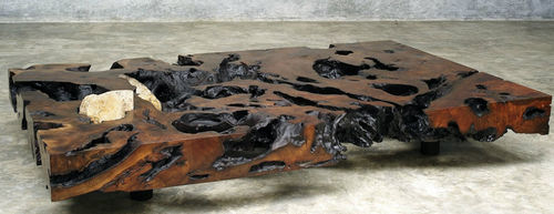Table basse contemporaine - ROC - JÉRÔME-ABEL SEGUIN - en bois fossilisé / rectangulaire / résidentielle