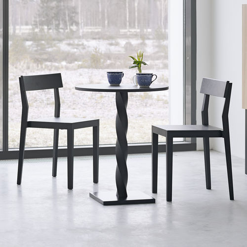 Guéridon contemporain - TWIST - A 2 designers - en chêne / en MDF / en métal peint