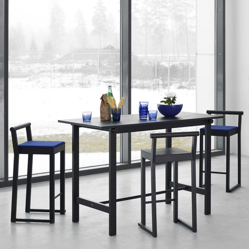 Table mange-debout contemporaine - PARTY - A 2 designers - en chêne / avec piètement en acier inoxydable poli / rectangulaire