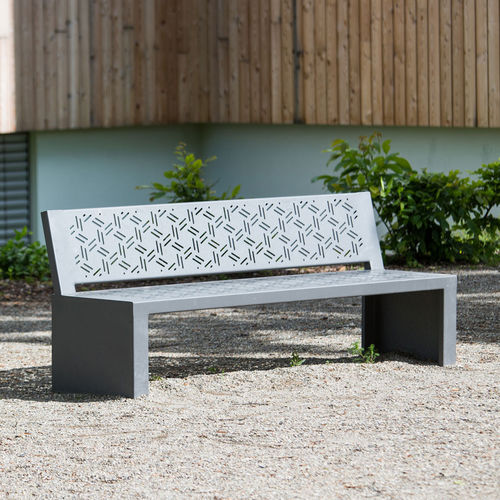 Banc public contemporain - GIRO - ACCENTURBA - en tôle d'acier / en acier thermolaqué / avec dossier