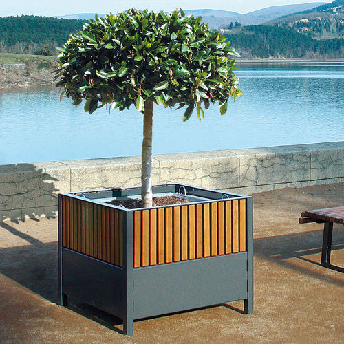 Jardinière en acier galvanisé - TIMÉO - ACCENTURBA - en acier thermolaqué / carrée / contemporaine