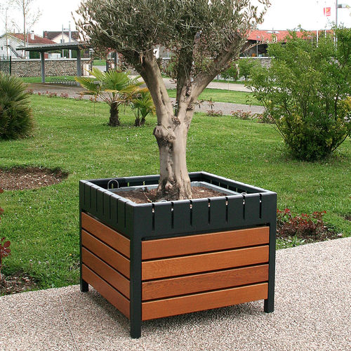Jardinière en chêne - VARIO - ACCENTURBA - en acier galvanisé / en acier thermolaqué / carrée