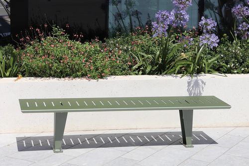 Banc public contemporain - IMAGINE - ACCENTURBA - en acier thermolaqué / sans dossier / sans accoudoirs