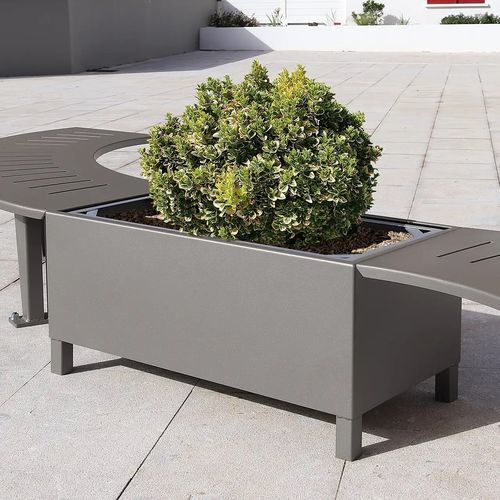 Jardinière en acier - IMAGINE - ACCENTURBA - rectangulaire / avec banc intégré / contemporaine