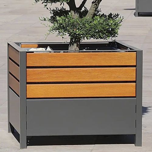 Jardinière en chêne - KERMES - ACCENTURBA - en acier galvanisé / en acier thermolaqué / carrée